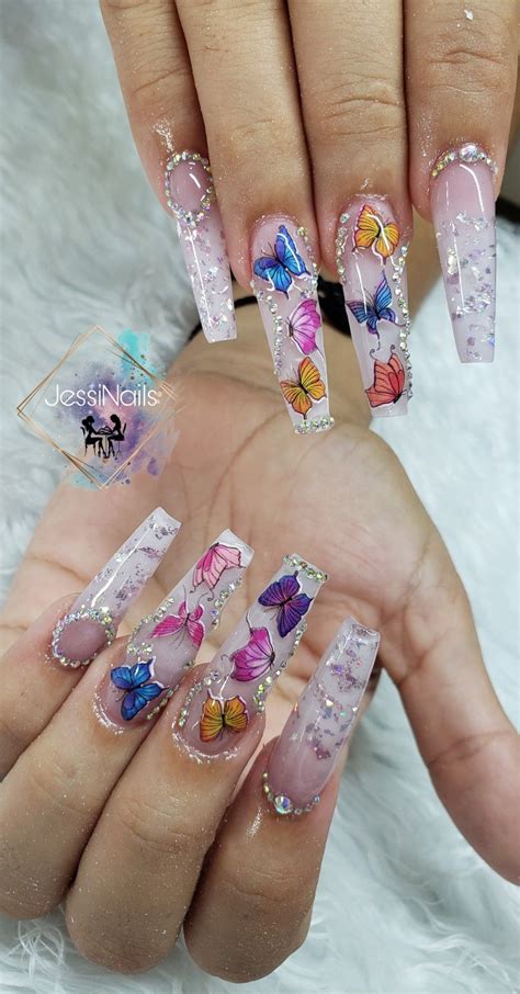 Mariposas Piedras Encapsulado Baby Boomer Butterfly Nail Designs