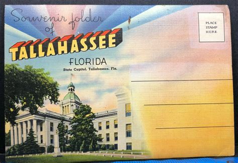 Tallahassee State Capitol College Folder Florida Vintage Postcard United States Florida