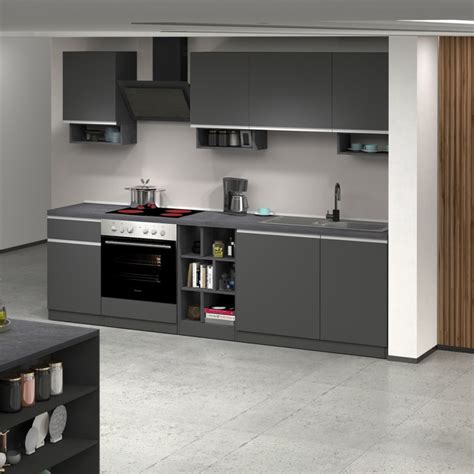 Cuisine linéaire complète Domina 256cm design moderne modulable