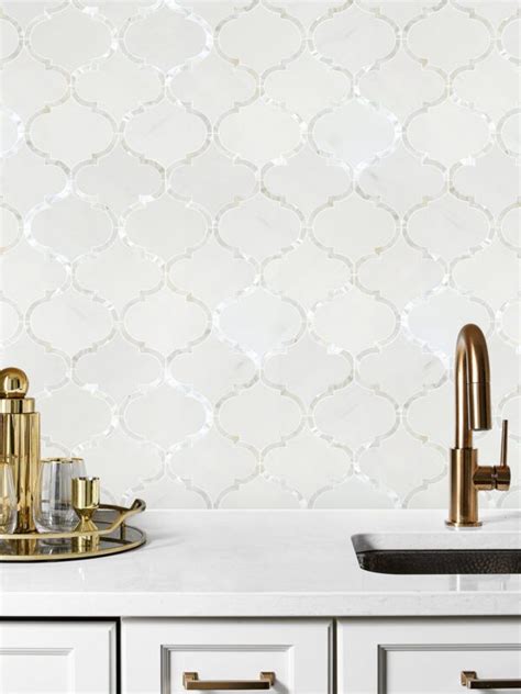 Mother Of Pearl Waterjet White Mosaic Backsplash Tile