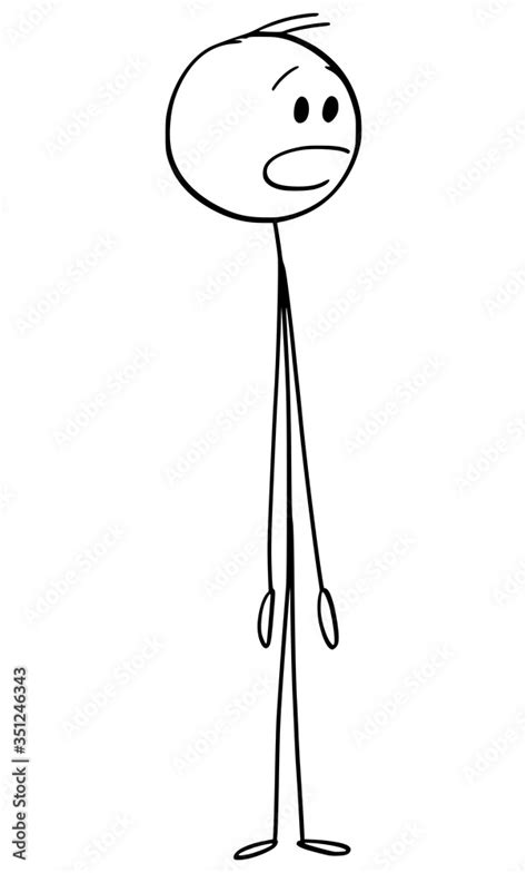 Vector Cartoon Stick Figure Drawing Conceptual Illustration Of Shocked Or Surprised Man Looking