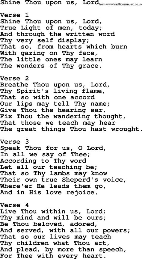 Shine Thou Upon Us Lord Apostolic And Pentecostal Hymns And Gospel Songs Lyrics And Pdf