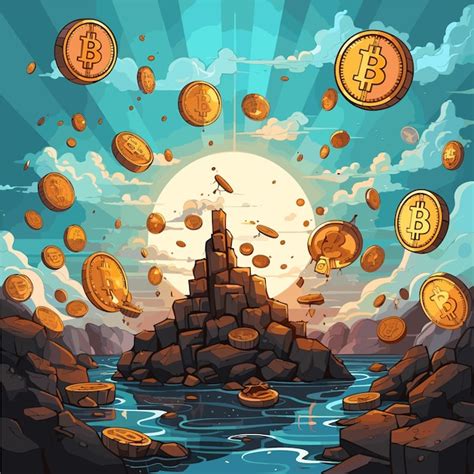 Ilustración Del Vector De Caída De Los Bitcoins Vector Premium