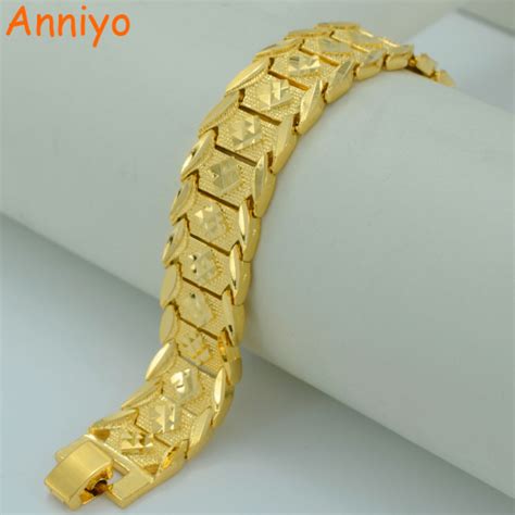 Anniyo Cm Pulseira Masculina Cor De Ouro Africano Pulseira Larga