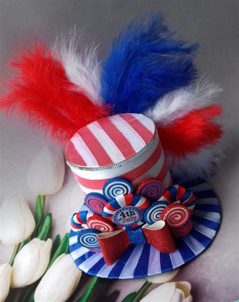 4th Of July Top Hat Headband Mini Top Hat Centerpiece Etsy