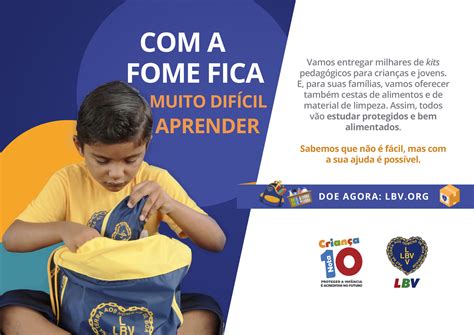 Campanha em prol da educação também atua no combate à fome e na