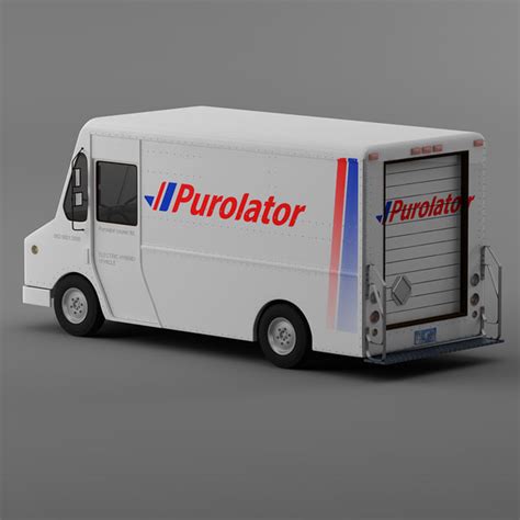 courier delivery truck purolator 3d model