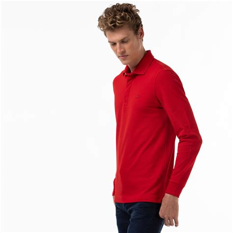 Lacoste Mens Long Sleeve Paris Polo Shirt Regular Fit Stretch Cotton