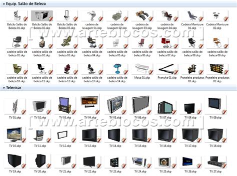 Amostra De Blocos Sketchup De Sal O De Beleza Secador Cadeira