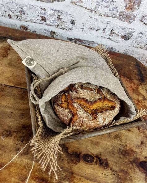 Linen Bread Bag Natural Pure Linen Bread Loaf Bag With Etsy Bread