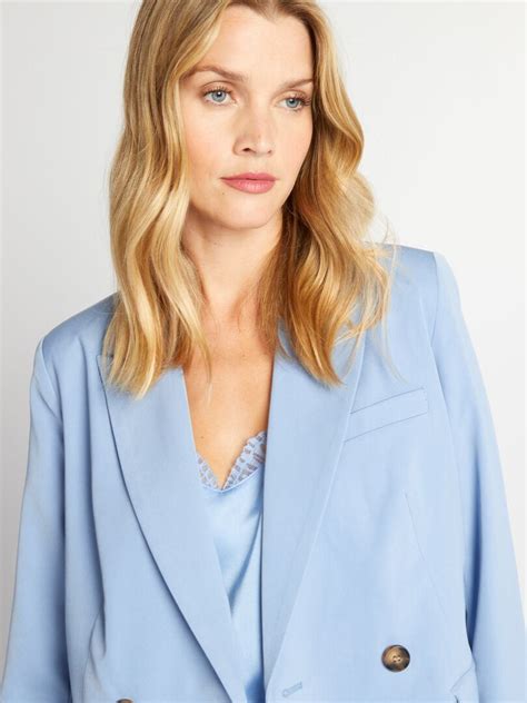 Veste Tailleur Double Boutonnage Bleu Kiabi