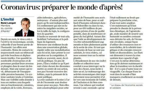 Coronavirus Pr Parer Le Monde D Apr S Article De Ren Longet