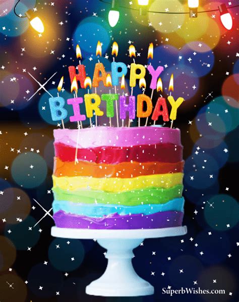 Colorful Animated Birthday Cake With Candles Superbwishes