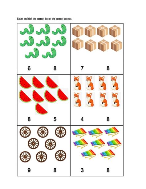 Counting group of objects interactive and downloadable worksheet. You ...