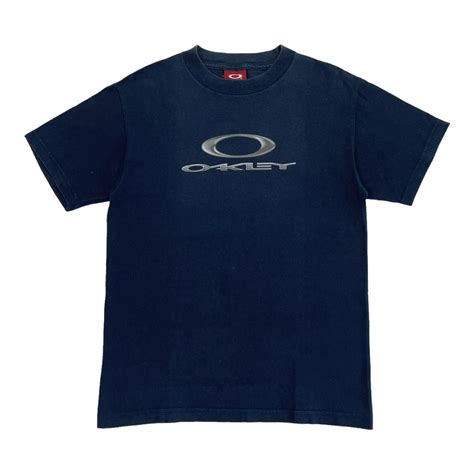 Vintage Oakley T Shirt In Navy Spell Out Graphic Depop