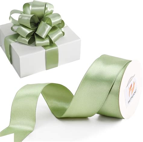 Amazon HUIHUANG Sage Green Satin Wired Ribbon 1 1 2 Inch Spring