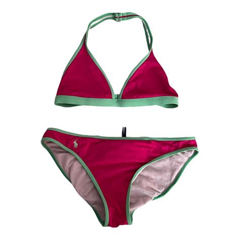 Ralph Lauren Womens Pink And Green Bikinis And Tankini Sets Depop