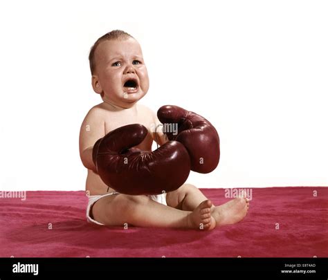 1960s Crying Baby Wearing Boxing Gloves Stock Photo Alamy