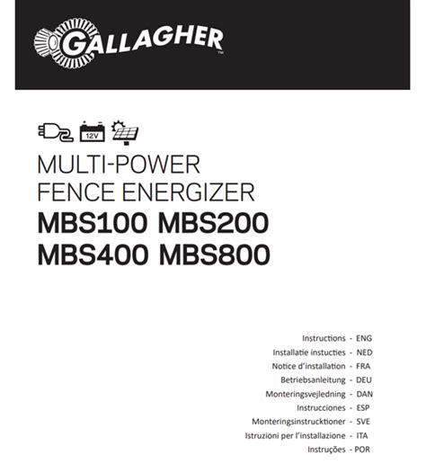 Gallagher Multi Power Fence Enegizer Mbs100 Mbs200 Mbs400 Mbs800