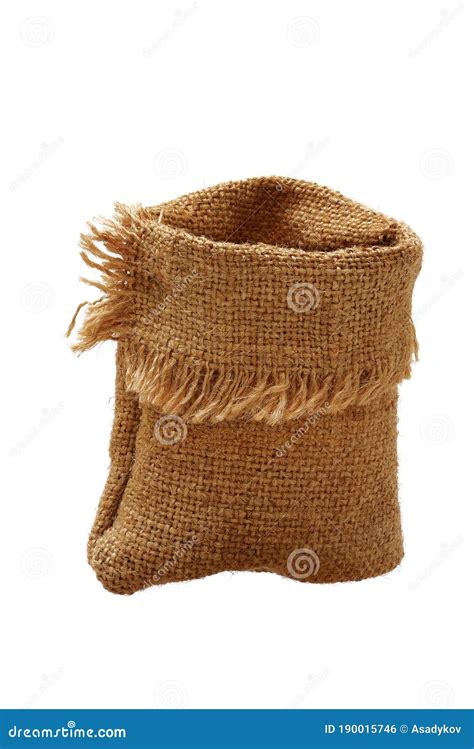 Standing Empty Open Burlap Sack Isolated On White Background Stock