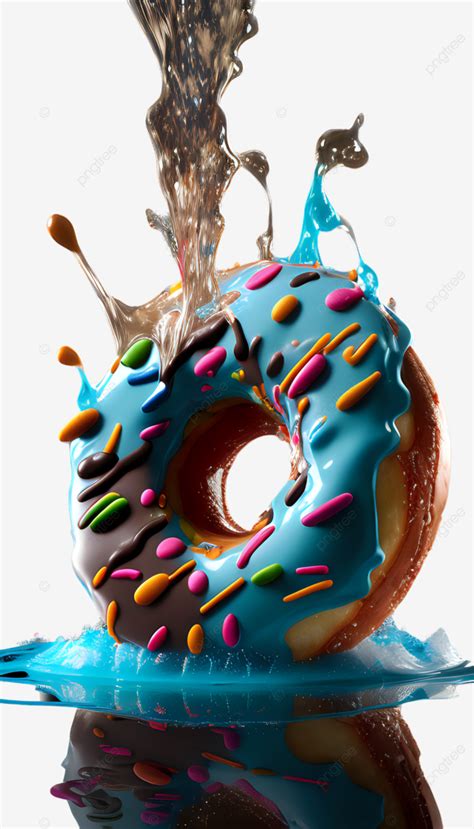 Donut Tridimensional Molho De Chocolate E Sobremesa Gourmet Png