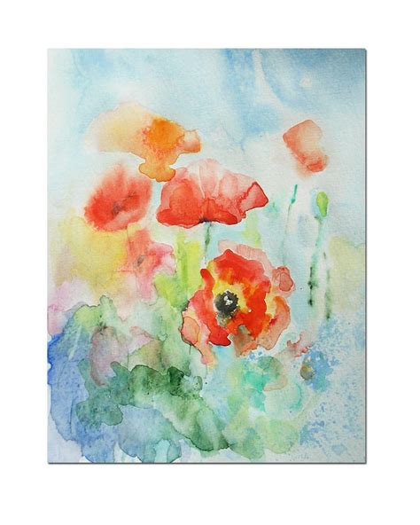 Poppies Original Painting Watercolor Poppy Illistration Floral Art Watercolors Red Flowers