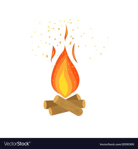 Bonfire Burning On Firewood Campfire Royalty Free Vector