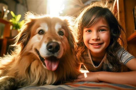 Un Ni O Lindo Abrazando A Su Perro Amistad Ni O Y Perro Foto Premium