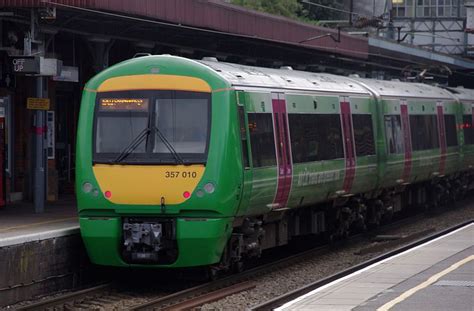 British Rail Class 357 Electrostar C2c Class 357010 Green Livery At Upminster Station For