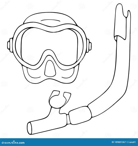 Snorkeling Sketch Vector Illustration Mask And Snorkel For Scuba