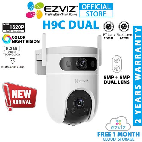 Ezviz H9C Dual Lens 5MP 5MP 3K Waterproof Pan Tilt Two Way Talk