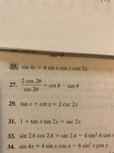 Solved Verify That Each Equation Is An Identity Sin 4x 4