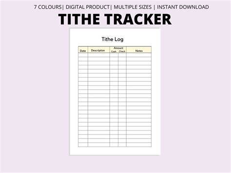 Tithe Log Church Donation Charity Giving Log Tithe Log Printable