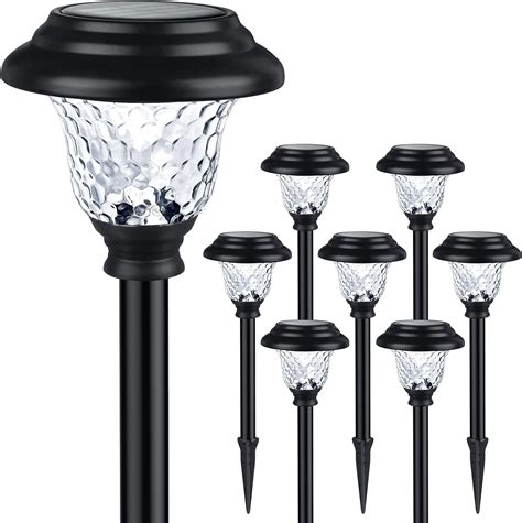 Balhvit Glass Solar Lights Outdoor 8 Pack Super Bright Solar Pathway