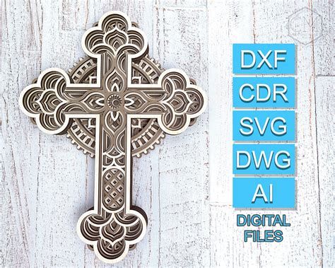 Layered Cross Svg Layered Cross Dxf Multilayer Cross 3d Etsy