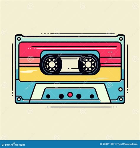 Vector Of An Vintage Cassette Tape Recorder With A Flat Design Vector Icon Stock Vector