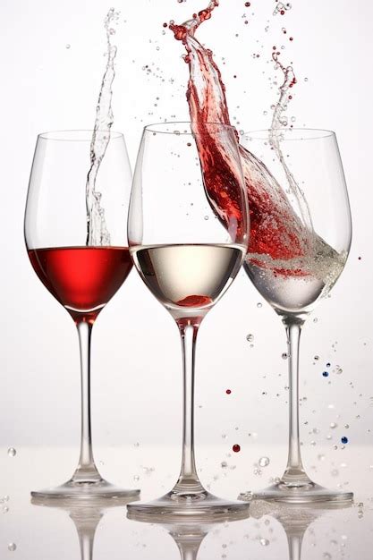 Premium Ai Image Red White And Rose Wine Glasses And One Champagne