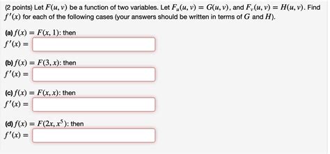 Solved Points Let F U V Be A Function Of Two Variables Chegg