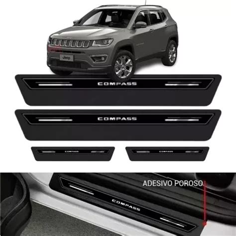 Jogo Soleira Prote O Porta Premium Preto Black Jeep Compass