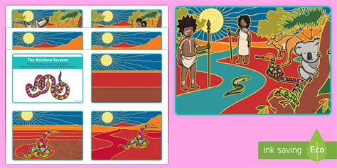 FREE The Rainbow Serpent Story Sequencing Cards Twinkl