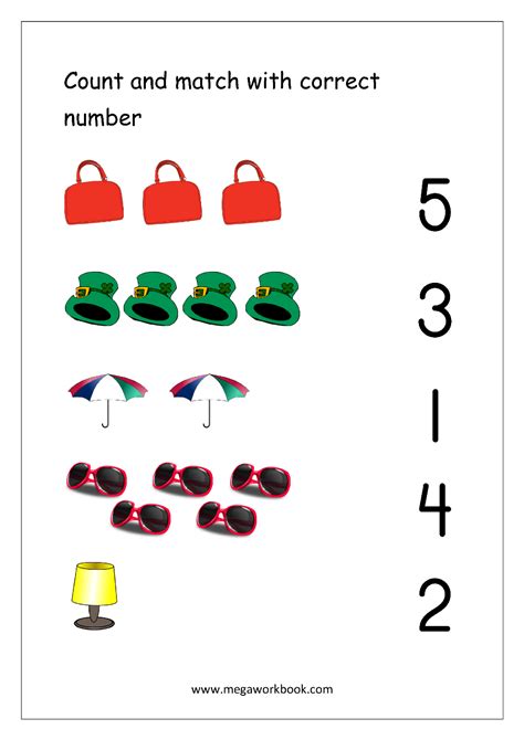 Matching Numbers 1 5 Worksheets