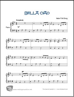 Bella Ciao Easy Piano Sheet Music, 51% OFF