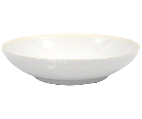 Actuel Plato Hondo De Gres Color Blanco Con Borde Beige Cm Actuel