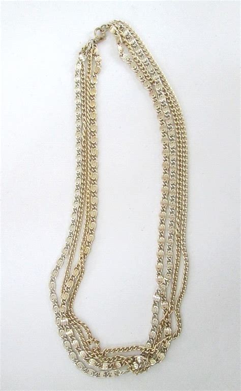 Vintage Sarah Coventry Multi Strand Gold Chain Neckla Gem