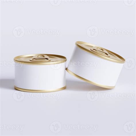 White Blank Tin Can Gold Metal Tin Can With Key Canned Food Isolated