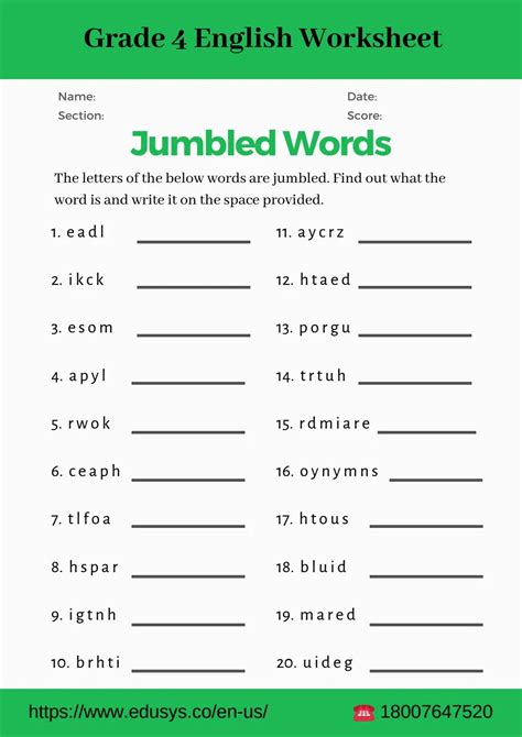 Grammar For 4th Graders Worksheets