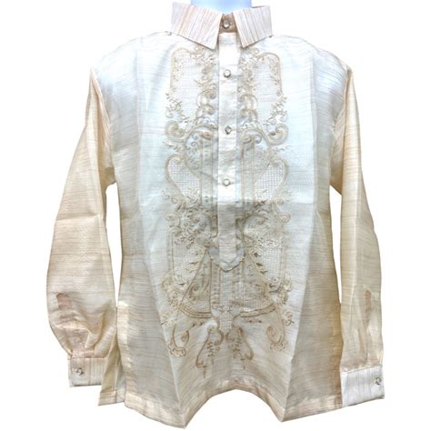 Barong Tagalog Special Double Lining With Piping Brown Fish Scale Wave