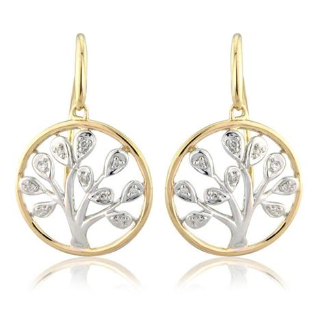 Tree Of Life Earrings Gold And White Gold Fine Gold Jewelry Tree