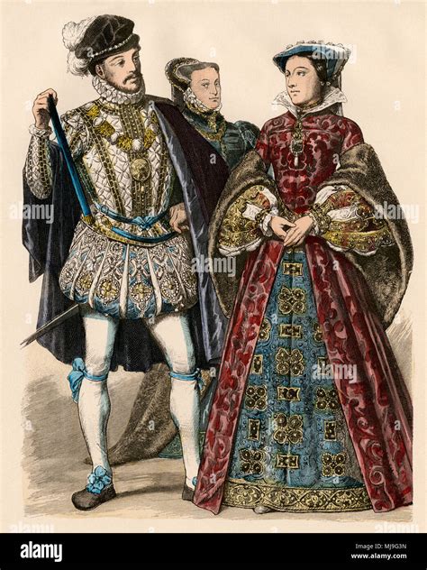 Mary, Queen of Scots, with her second husband Lord Darnley, 1566. Hand ...