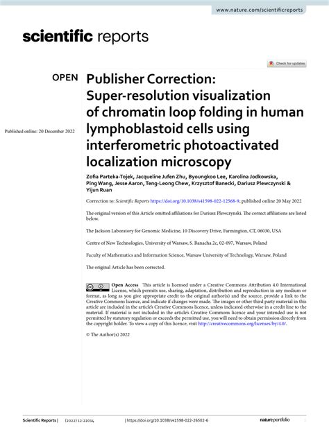 Pdf Publisher Correction Superresolution Visualization Of Chromatin